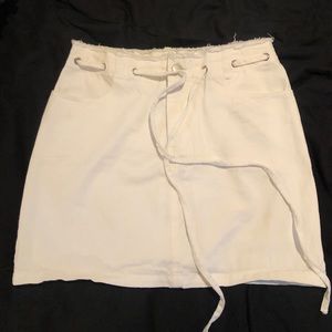 White denim mini skirt